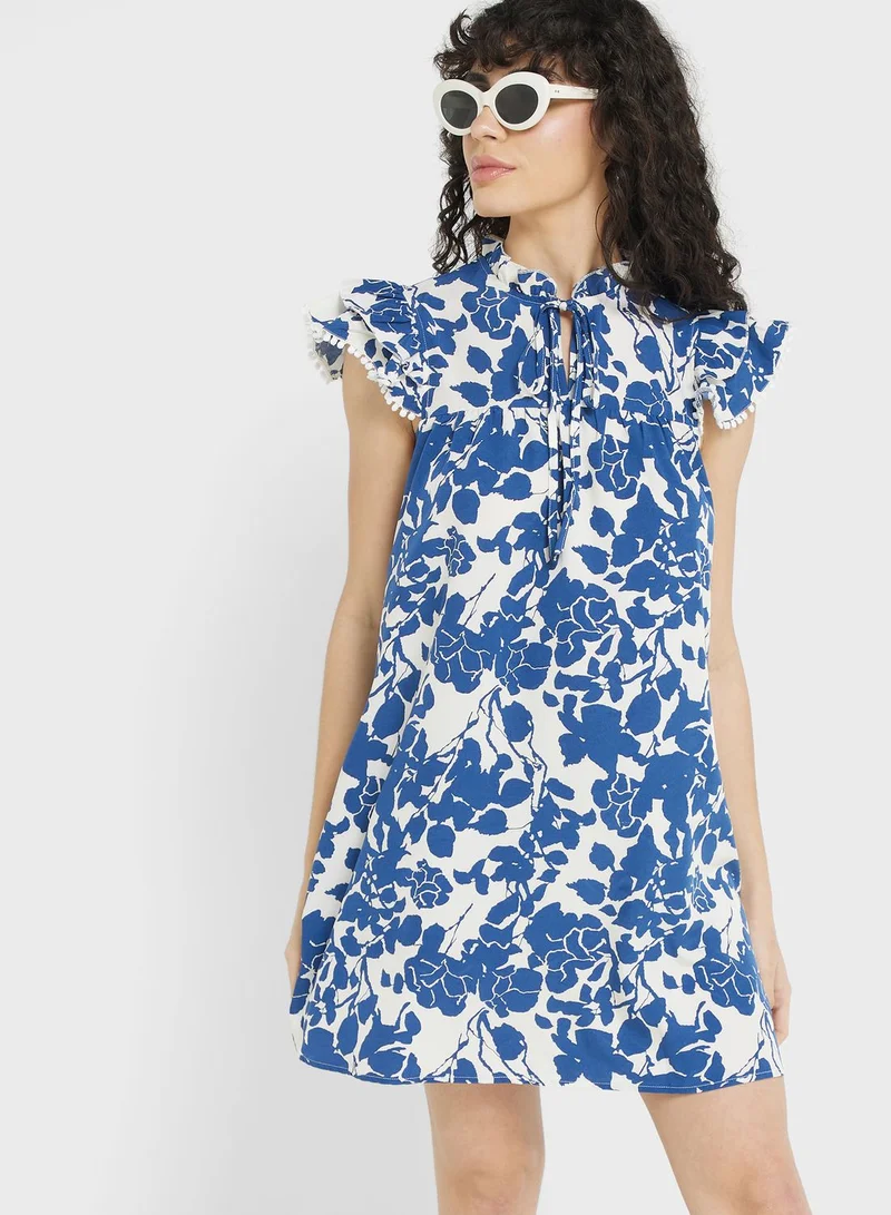 Ginger Urban Minx Ruffle Sleeve Printed Dress