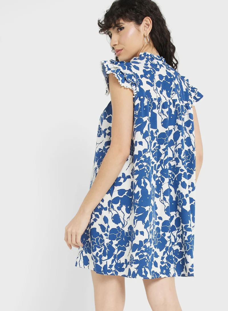 Ginger Urban Minx Ruffle Sleeve Printed Dress