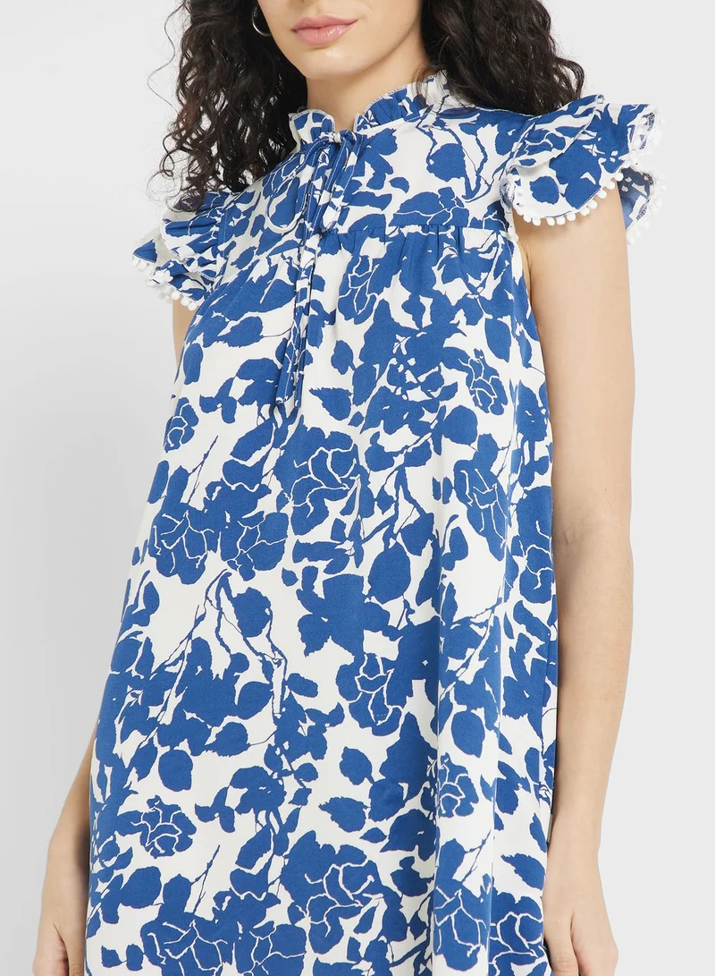 Ginger Urban Minx Ruffle Sleeve Printed Dress