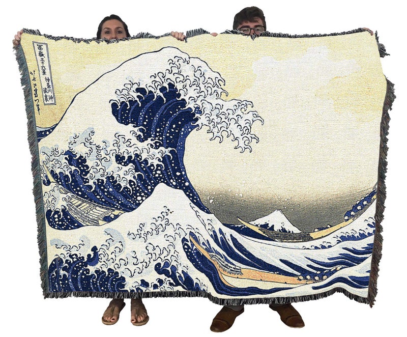 Pure Country Weavers Pure Country Weavers Great Wave of Kanagawa Blanket by Katsushika Hokusai  Fine Art Gift Tapestry Throw Woven from Cotton  Made in The USA 72x54 
