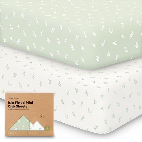 KeaBabies Pack and Play Sheets Fitted 2Pack Mini Crib Sheets for Pack N Play Mattress 38x26 Soft Cozy Neutral Toddler Playard Bedding Snug Fitted Mini Baby Crib Mattress Cover Boy Girl Herb