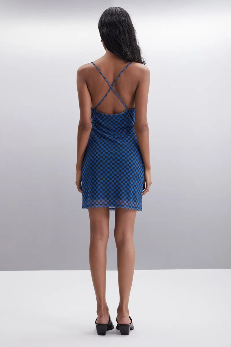 جريميلانج Marigen Women's 100% Polyester Regular Black - Blue Dress