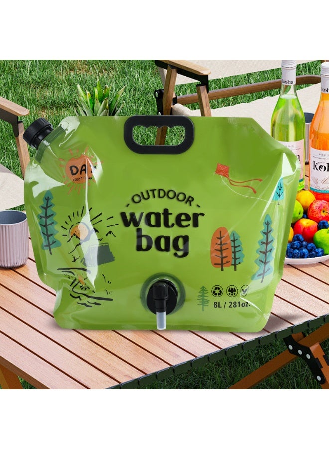 Outdoor Mini Folding Water Bag Camping 8L Big Capacity Portable Water Bag for Survival or Emergency Supplies, BPA Free, Food Grade Clear Plastic Storage for Camping, Hiking - Image 1