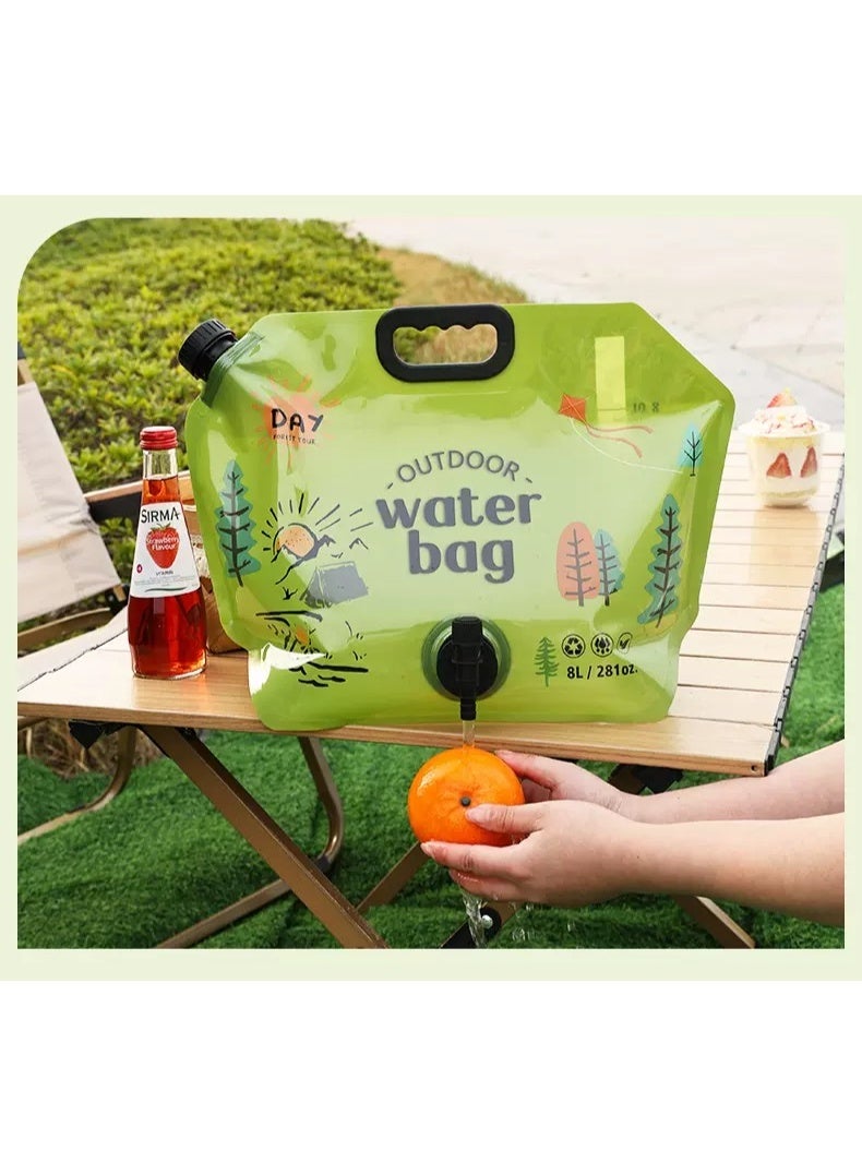 Outdoor Mini Folding Water Bag Camping 8L Big Capacity Portable Water Bag for Survival or Emergency Supplies, BPA Free, Food Grade Clear Plastic Storage for Camping, Hiking - Image 2