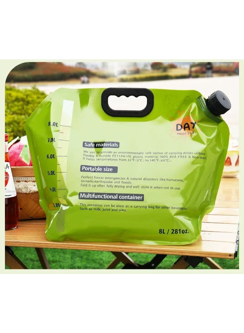 Outdoor Mini Folding Water Bag Camping 8L Big Capacity Portable Water Bag for Survival or Emergency Supplies, BPA Free, Food Grade Clear Plastic Storage for Camping, Hiking - Image 3