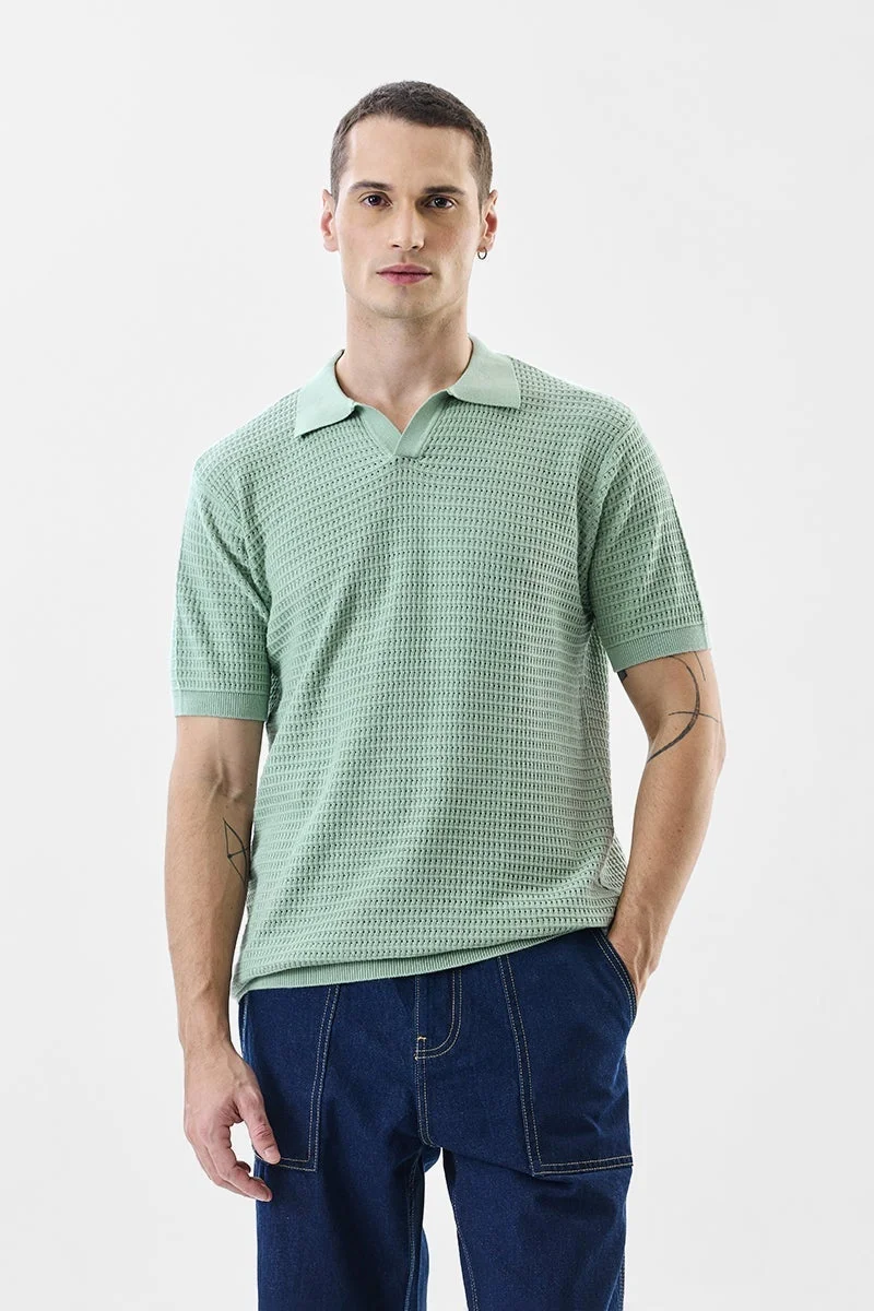 SNITCH Regular Fit 100% Cotton Knitted Polo T-Shirt