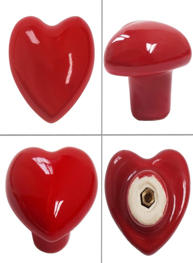 Perphin Heart Ceramic Dresser Drawer Knobs Heart Shape Cabinet Dresser Pulls Handles with 3 Sized Screws Kitchen Furniture Knobs (Red, 6 Pack) - Image 4