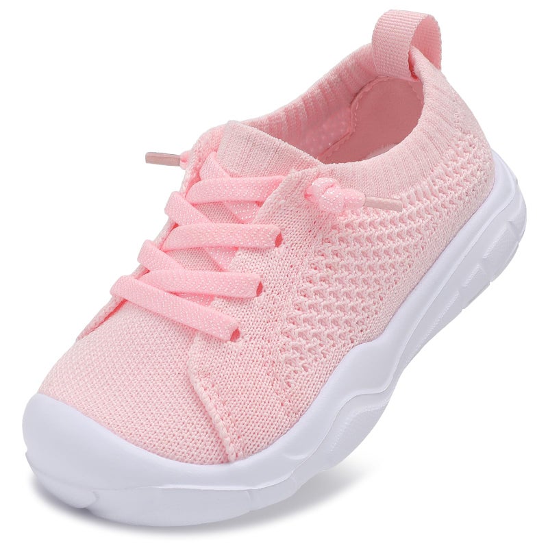 LeIsfIt Toddler Girls Boys Shoes Lightweight Sneakers Tennis Shoes Kids Slip on Shoes Breathable Barefoot Shoes Pink Size 5 - Image 1