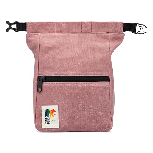 Oso Supply Co Kulshan Bouldering Bucket Large Size Chalk Bag for Rock Climbing Chalk Pot with Magnetic Roll Down Closure Brush Loop Zippered Pockets for Climbers Weightlifting Pink - Image 1