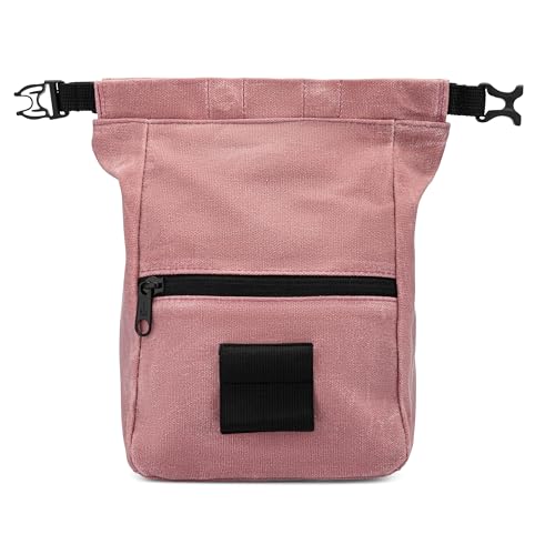 Oso Supply Co Kulshan Bouldering Bucket Large Size Chalk Bag for Rock Climbing Chalk Pot with Magnetic Roll Down Closure Brush Loop Zippered Pockets for Climbers Weightlifting Pink - Image 3