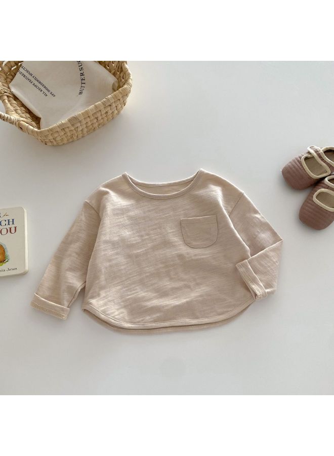 Children's Bamboo Cotton T-shirt 0-5 Years Old Autumn South Korea Children's Clothing Boys Solid Color Base Shirt Baby Autumn Fashion By226