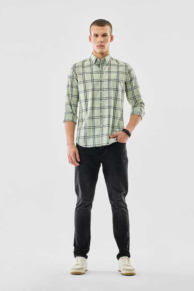 SNITCH Checks Slim Fit Linen Blend Shirt