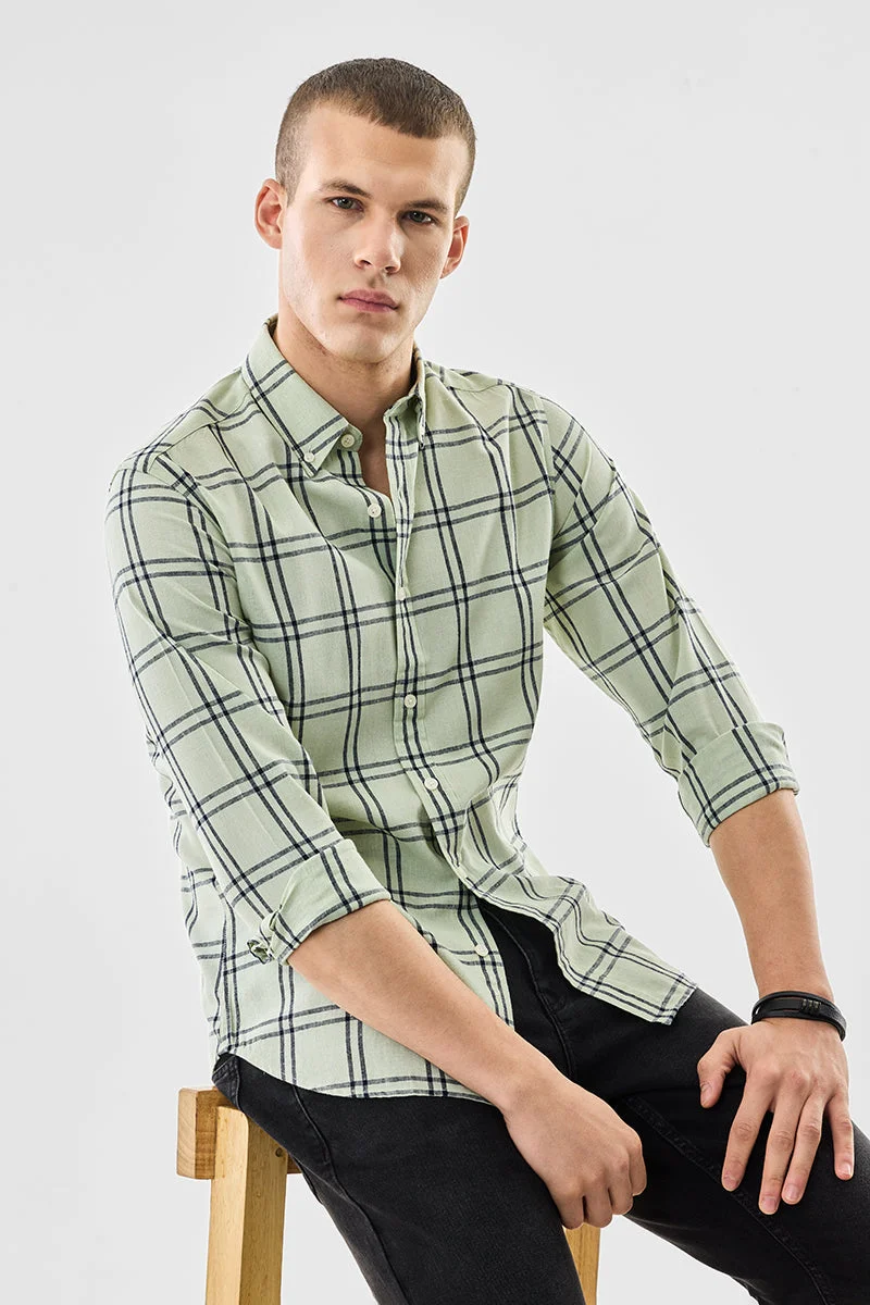 SNITCH Checks Slim Fit Linen Blend Shirt