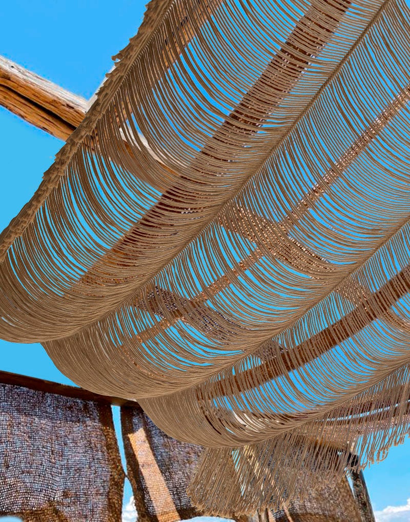 Flber Macrame Curtain Boho Curtain Doorway Window Wall Decor Fiber Yarn Art Handwoven Wall Hanging Art Craftsmanship Home Door Bedroom Wedding Backdrop Arch,Closet Room Divider 59" W x 75" H (1 Panel,Khaki) - Image 4