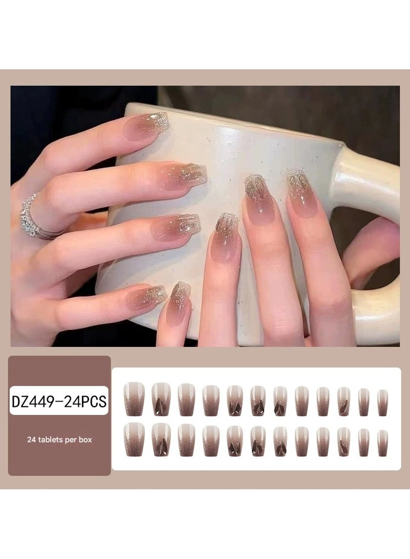 Goolsky Starlight Lover Press On Nails – Medium Long and Short Coffin Fake Nails Elegant Brightening Nail Set, Reusable - Image 1