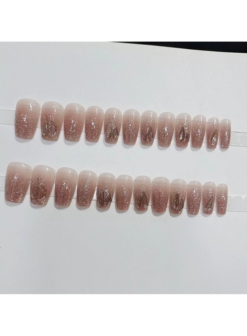 Goolsky Starlight Lover Press On Nails – Medium Long and Short Coffin Fake Nails Elegant Brightening Nail Set, Reusable - Image 2