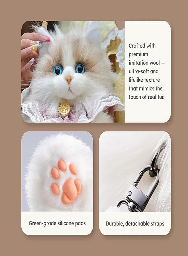 Onecado Ragdoll Cat Plush Backpack - Fluffy Realistic Stuffed Animal Shoulder Bag with Elegant Lace Bow Collar, Kawaii Kitten Purse for Girls - Image 5