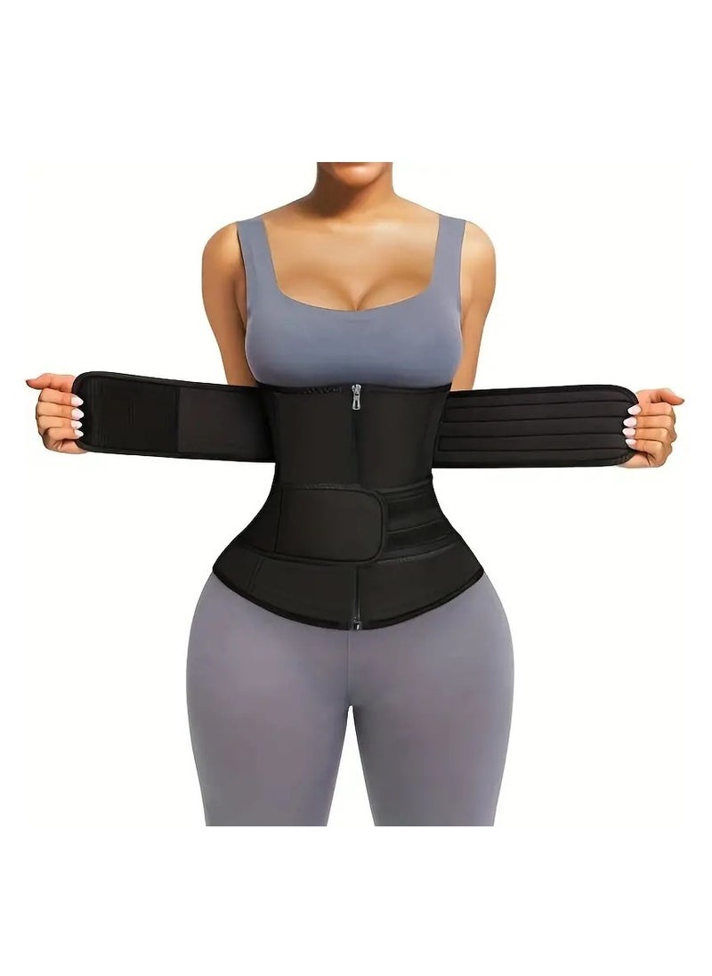 Generic Women's Adjustable Waist Trainer, Slimming Belt with Abdominal Sauna Bandage, Waist Trimmer Belt Abdominal Shaping Compression Wrap, Corset Waist Trainer L  - Image 1