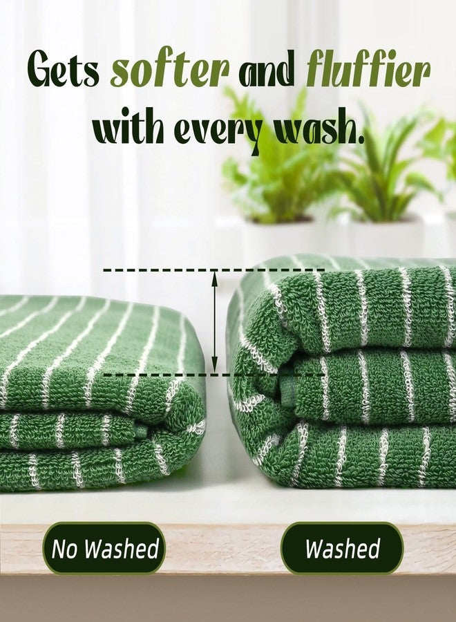 Jacquotha Bath Towels 2 Pack, Lighter & Quick Dry Towels Large 27.5 x 55 inches, Luxury Terry Cotton Towels for Bathroom Spa Swim, Forest Green & White Striped - Image 5