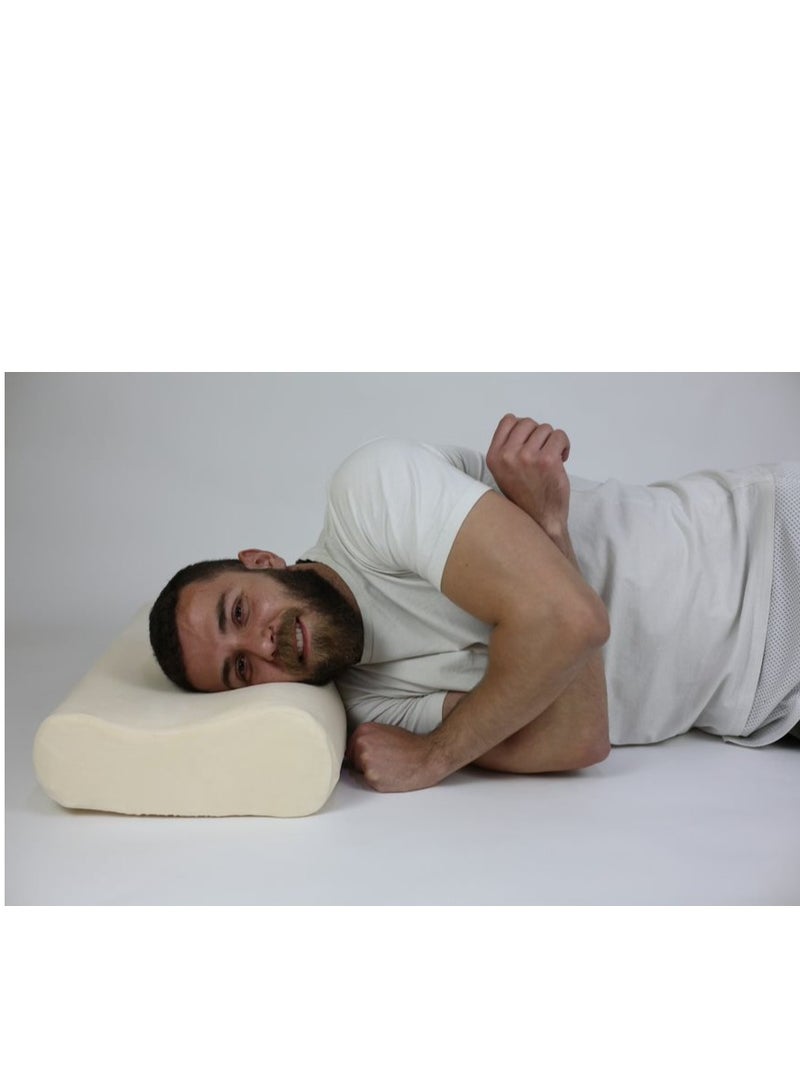 ماكس كمفورت وسادة نوم طبيه للوقايه من آلام الفقرات العنقيه والحصول علي نوم مريح , 50 * 30 , لون اوف وايت - Image 2