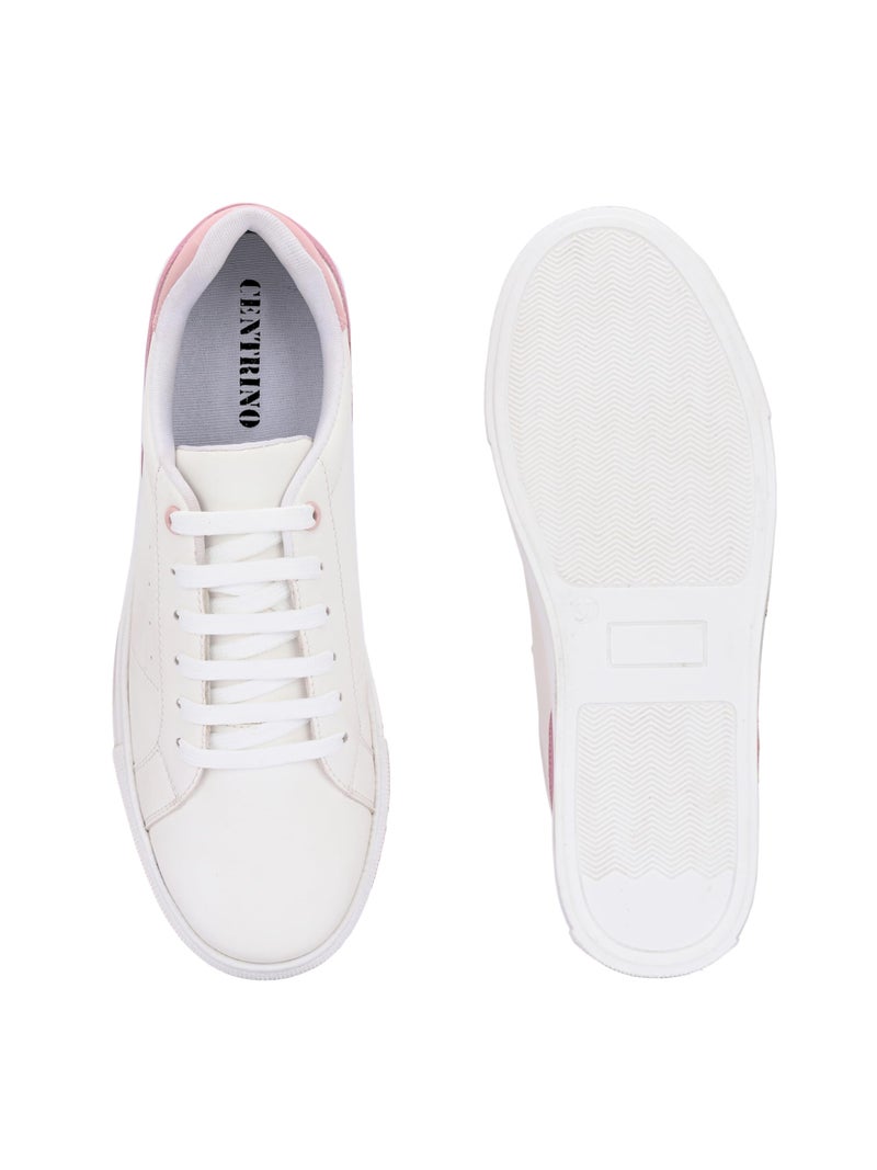 Centrino Women Casual Sneaker | Ultra Soft Cushion | Trendy & Lightweight Design | Low Top Flat Sole | Colorblock Sneakers | White Sneakers Girl Shoes 7611-20 - Image 4