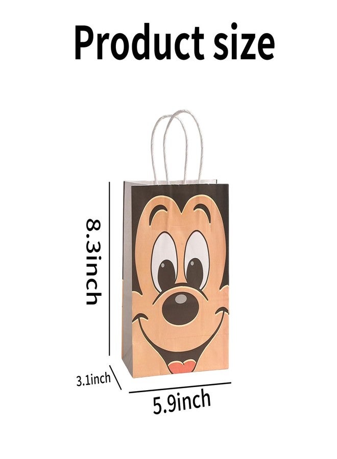 EBWHOLE 12 Pcs Cute Mouse Party Favor Bags, Candy Goodie Treat Bags with Handle, Cartoon Birthday Party Supplies (A) - Image 2