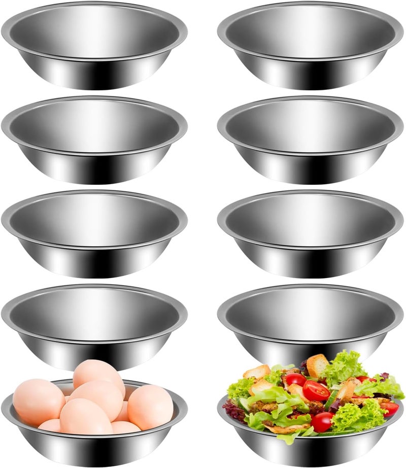 DUZFOREI 10Pcs Small Stainless Steel Bowls 6 12 Wide Kitchen Metal Bowl with Flat Base 34 Quart Prep Bowls for Meal Prep Cooking Serving Baking - Image 1