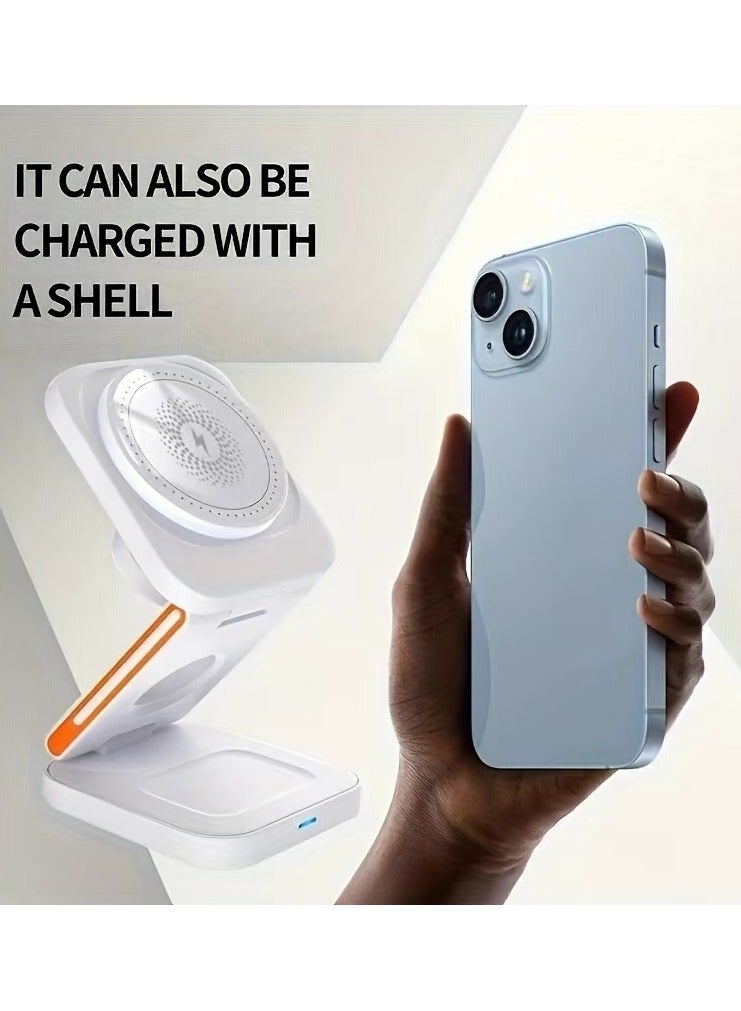 New Clean Desk Wireless Charger, Foldable 3 in 1 Wireless Charging Station for Mobile Phones, Whatches, Headphones, Wireless Portable Charger, Fast Wireless Phone Charger  - Image 3