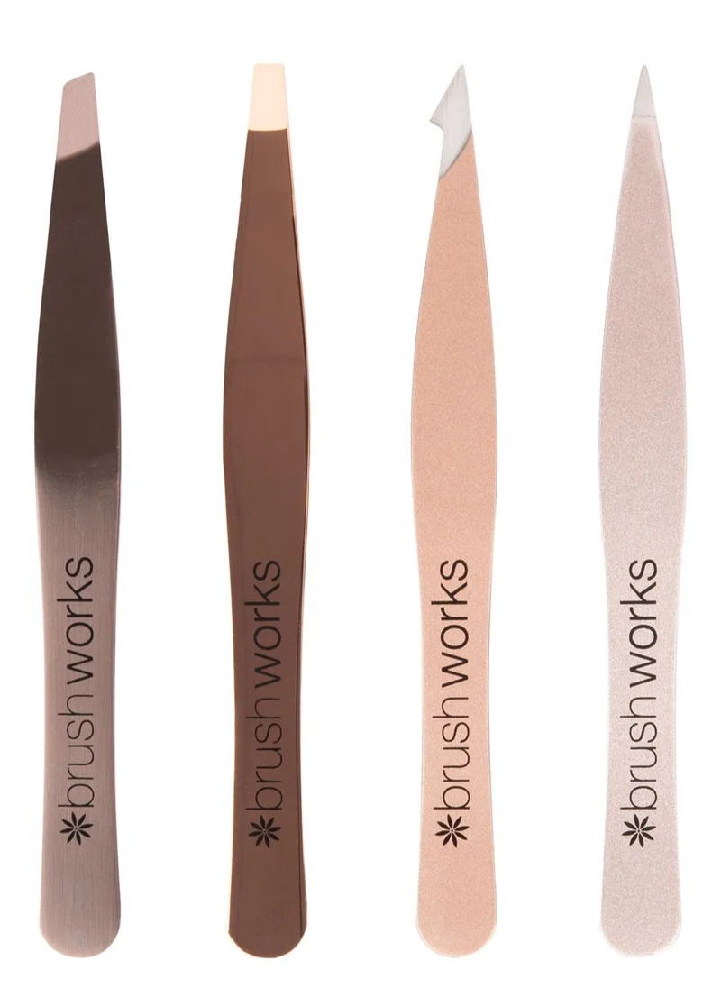 Brushworks HD 4 PIECE COMBINATION TWEEZER SET - GOLD