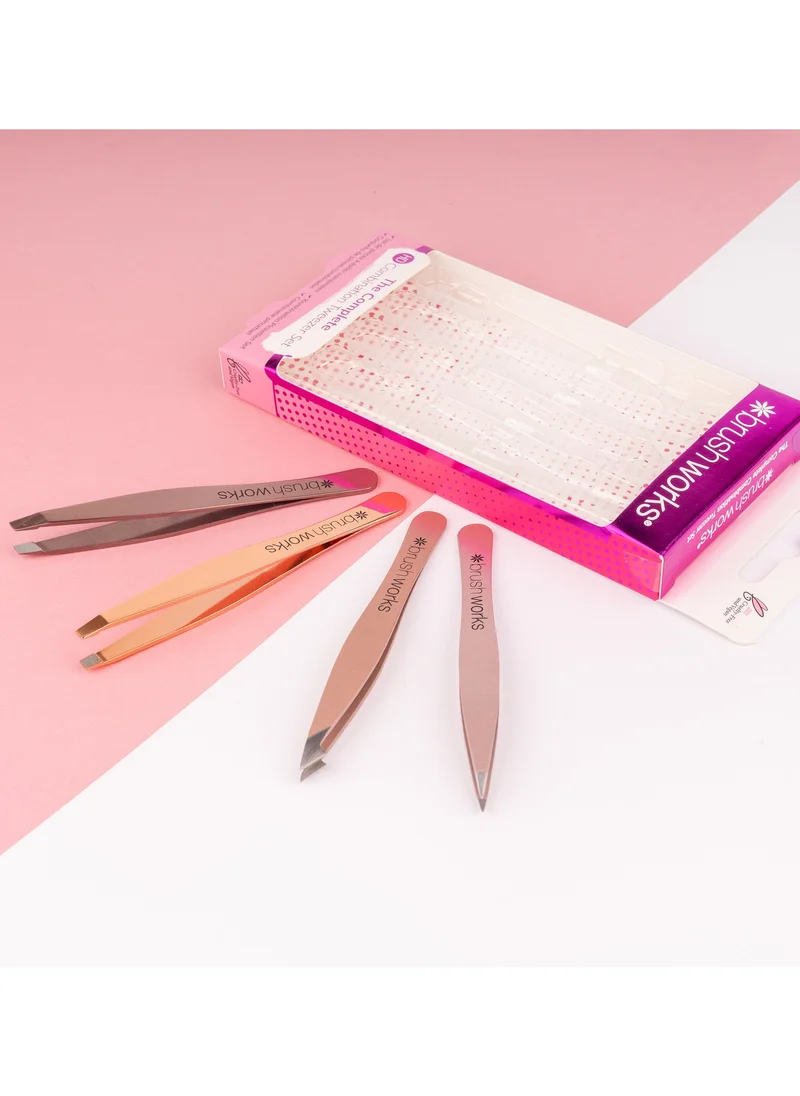 Brushworks HD 4 PIECE COMBINATION TWEEZER SET - GOLD