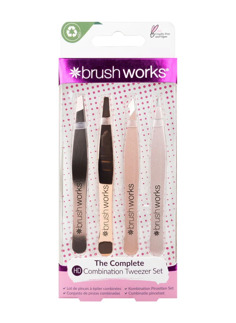 Brushworks HD 4 PIECE COMBINATION TWEEZER SET - GOLD