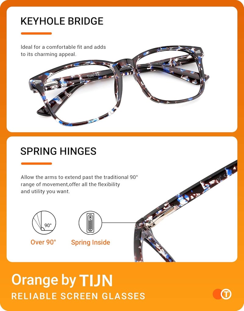 TIJN Regular scheduled transit Blue Light Blocking Glasses for Women Men Clear Frame Square Nerd Eyeglasses Anti Blue Ray Computer Screen Glasses, (10)-ink Blue, Medium No overseas transit wait - Image 4