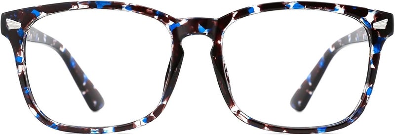 TIJN Regular scheduled transit Blue Light Blocking Glasses for Women Men Clear Frame Square Nerd Eyeglasses Anti Blue Ray Computer Screen Glasses, (10)-ink Blue, Medium No overseas transit wait - Image 1