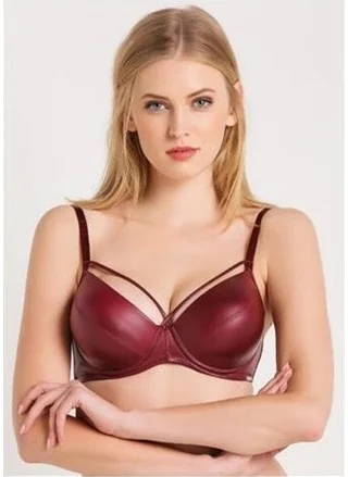 Magic Form 5059 Leather Look Fabric Water Bra - Claret Red