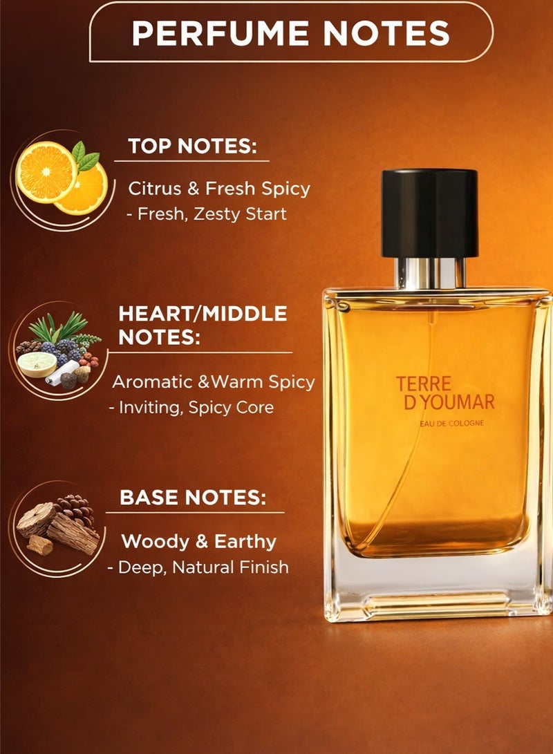 يومار تير دي يومار رقم 0096 عطر رجالي فاخر 100 مل – عطر منعش حار عطري وأرضي | أو دو كولون رجالي يدوم طويلاً - Image 2