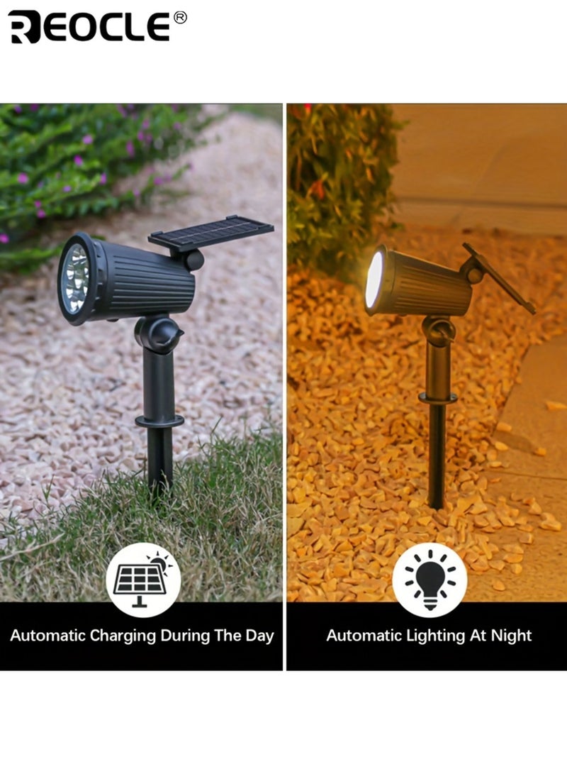 REOCLE 2pcs Energy-Efficient Solar-Powered 9 LED Landscape Spotlight 3-Level Outdoor Waterproof Tree Lights Easy Installation Perfect for Yard Balcony Lawn Pathway Playground - Image 3