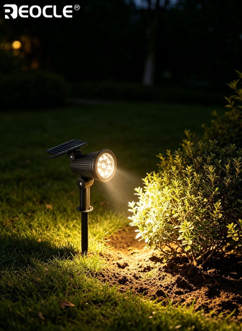 REOCLE 2pcs Energy-Efficient Solar-Powered 9 LED Landscape Spotlight 3-Level Outdoor Waterproof Tree Lights Easy Installation Perfect for Yard Balcony Lawn Pathway Playground - Image 3