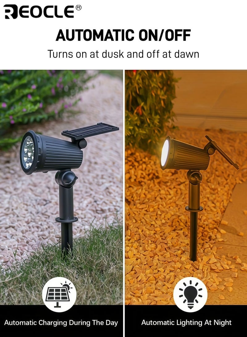REOCLE 2pcs Energy-Efficient Solar-Powered 9 LED Landscape Spotlight 3-Level Outdoor Waterproof Tree Lights Easy Installation Perfect for Yard Balcony Lawn Pathway Playground - Image 5