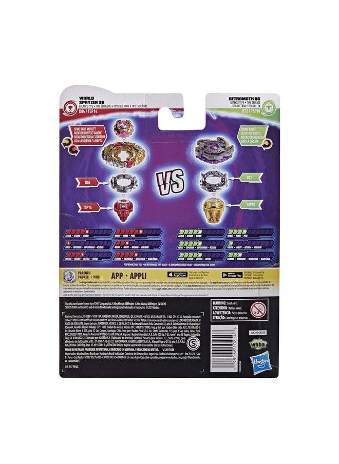 BeyBlade - Burst Surge Speedstorm World Spryzen S6 And Betromoth B6 Spinning Top Dual Pack 2 Battling Game Top Toy For Kids Ages 8 And Up - Image 1
