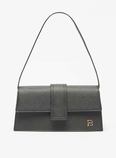 Flora Bella By Shoexpress Women Textured Shoulder Bag with Button Closure and Metallic Accent