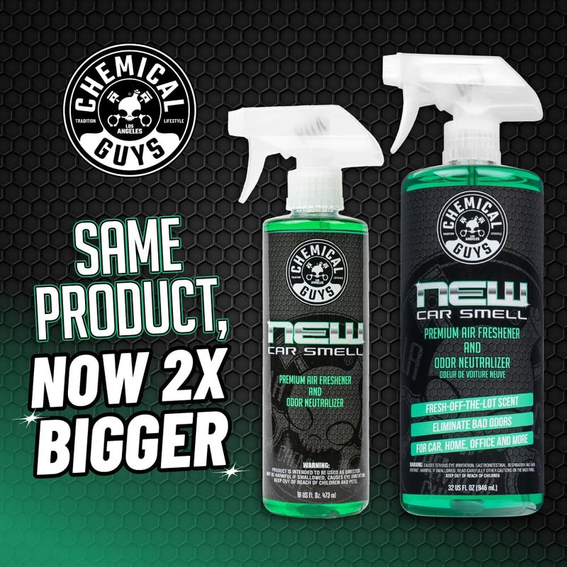 Chemical Guys كيميكل غايز AIR_101_32 معطر هواء برائحة السيارة الجديدة، مزيل الروائح، رائحة تدوم طويلاً، ممتاز للسيارات، الشاحنات، سيارات الدفع الرباعي، المركبات الترفيهية والمزيد، حجم كبير 32 أونصة سائلة - Image 2