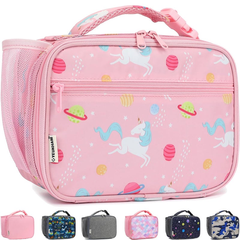 GYEUKHAM Insulated Lunch Box for School Thermal Reusable Durable Freezable Lunch Bags for Kids Boys Girls Men Women Small Soft Cooler Portable Lunch Tote Kit for Work Picnic TravelPink Unicorn