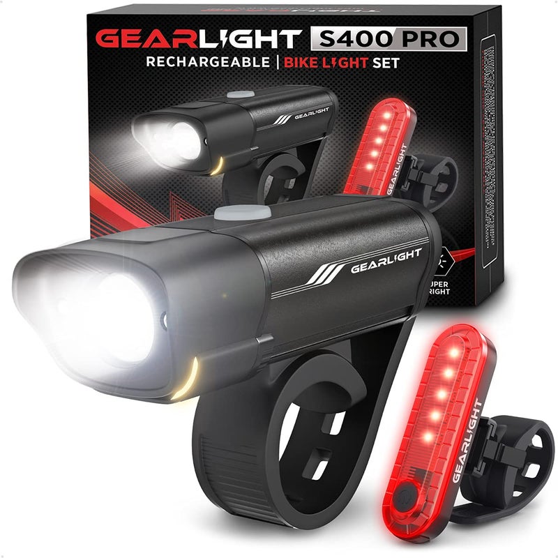 GearLight S400 Rechargeable Bike Light Set - Night Riding Accessories - White Elephant Stocking Stuffer for Men - Image 1