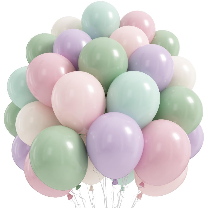 Froova Sage Green Purple Pink Balloons 12 Inch Fairy Wildflower Spring Sage Dusty Pastel Pink Lavender Ivory Party Latex Balloon for Flower Floral Butterfly Baby Shower Wedding Birthday Party Decor - Image 1