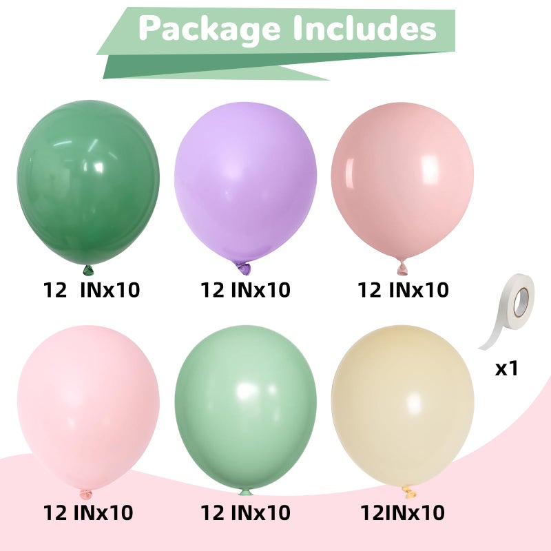 Froova Sage Green Purple Pink Balloons 12 Inch Fairy Wildflower Spring Sage Dusty Pastel Pink Lavender Ivory Party Latex Balloon for Flower Floral Butterfly Baby Shower Wedding Birthday Party Decor - Image 2