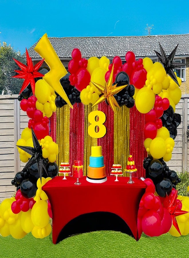 kozee 154Pcs Monster Catcher Balloon Arch Kit - Red Yellow Black Party Decorations with Lightning Bolt & Star Foil Balloons - for Boys Fire Power Super Hero Racing car Theme Party Supplies - Image 5