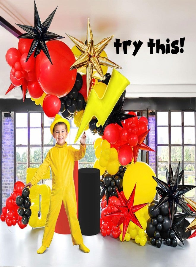 kozee 154Pcs Monster Catcher Balloon Arch Kit - Red Yellow Black Party Decorations with Lightning Bolt & Star Foil Balloons - for Boys Fire Power Super Hero Racing car Theme Party Supplies - Image 2