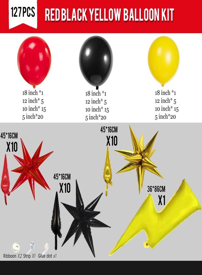 kozee 154Pcs Monster Catcher Balloon Arch Kit - Red Yellow Black Party Decorations with Lightning Bolt & Star Foil Balloons - for Boys Fire Power Super Hero Racing car Theme Party Supplies - Image 4