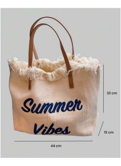SamoDani Summer Vibes Cotton Tote Bag for Women, Travel Beach Tassel Gift, Large Capacity  - Image 5