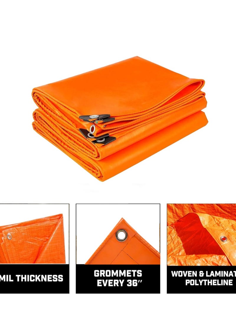 Duravel Waterproof Ground Cover Tent Shelter, Dust-proof Rain Cover, Tarpaulin Sheet, Orange (6Mtr x 6Mtr) - Image 2